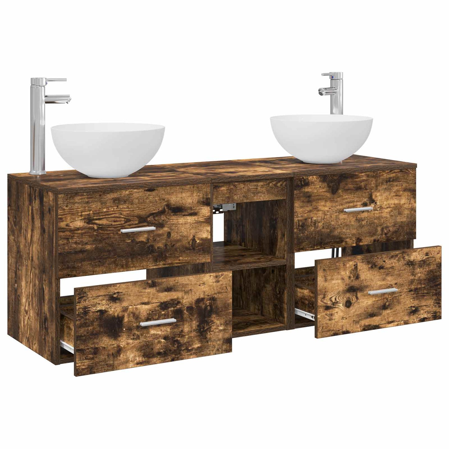 Bathroom Cabinet Set 3 pcs Smoked Oak 49.5 x 41 x 64.5 cm