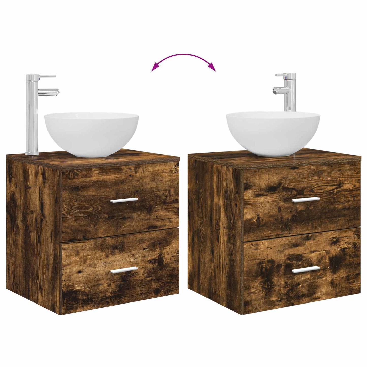 Bathroom Cabinet Set 3 pcs Smoked Oak 49.5 x 41 x 64.5 cm