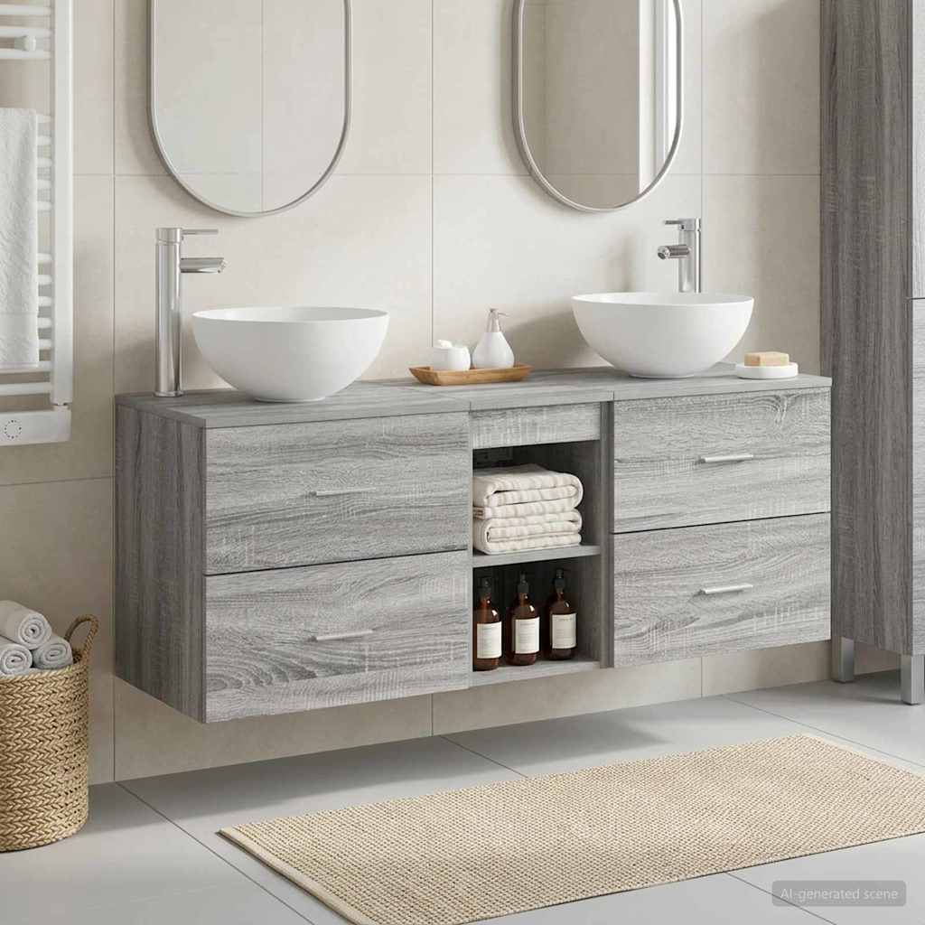 Bathroom Cabinet Set 3 pcs Grey Sonoma 49.5 x 41 x 64.5 cm