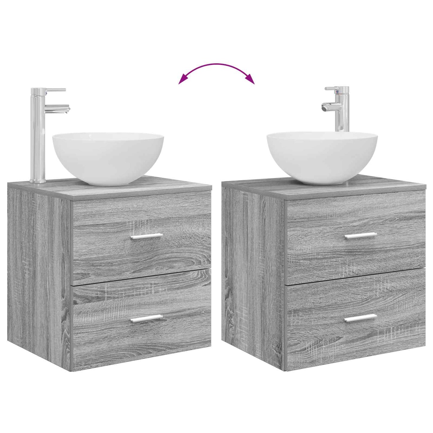 Bathroom Cabinet Set 3 pcs Grey Sonoma 49.5 x 41 x 64.5 cm