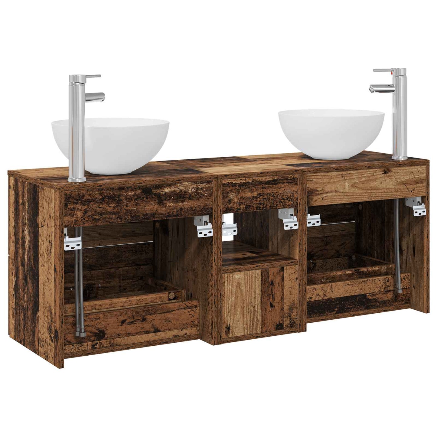 Bathroom Cabinet Set 3 pcs Old Wood 49.5 x 41 x 64.5 cm