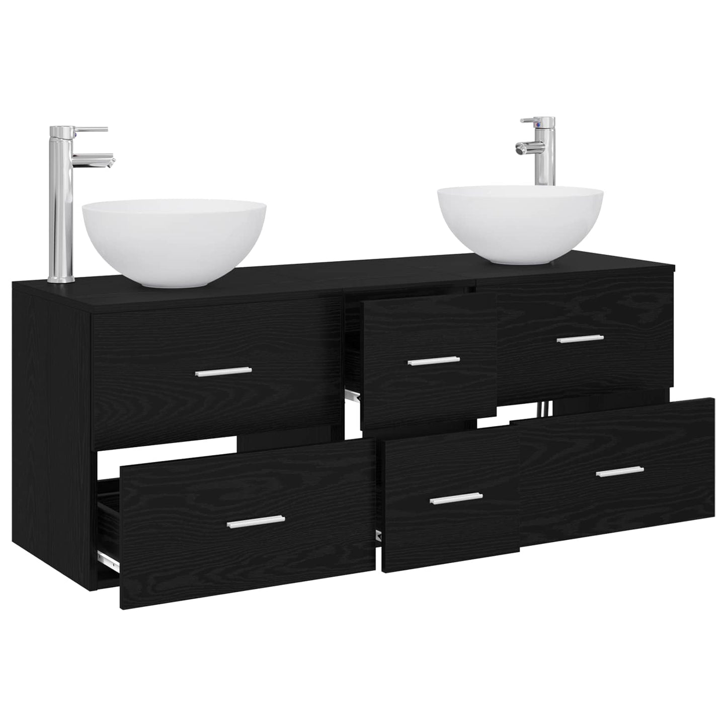 Bathroom Cabinet Set 3 pcs Black Oak 49.5 x 41 x 64.5 cm