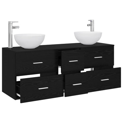 Bathroom Cabinet Set 3 pcs Black Oak 49.5 x 41 x 64.5 cm