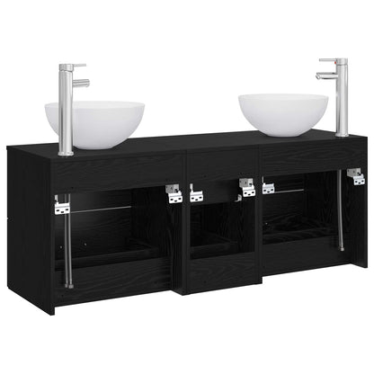 Bathroom Cabinet Set 3 pcs Black Oak 49.5 x 41 x 64.5 cm