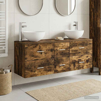 Bathroom Cabinet Set 3 pcs Smoked Oak 49.5 x 41 x 64.5 cm