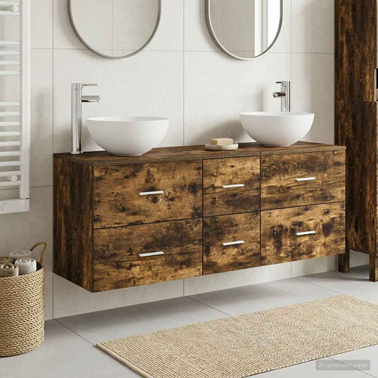 Bathroom Cabinet Set 3 pcs Smoked Oak 49.5 x 41 x 64.5 cm