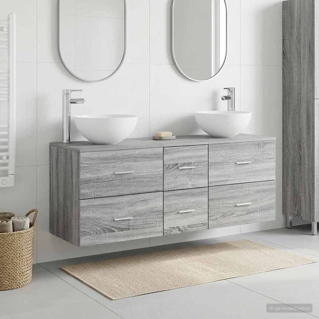 Bathroom Cabinet Set 3 pcs Grey Sonoma 49.5 x 41 x 64.5 cm