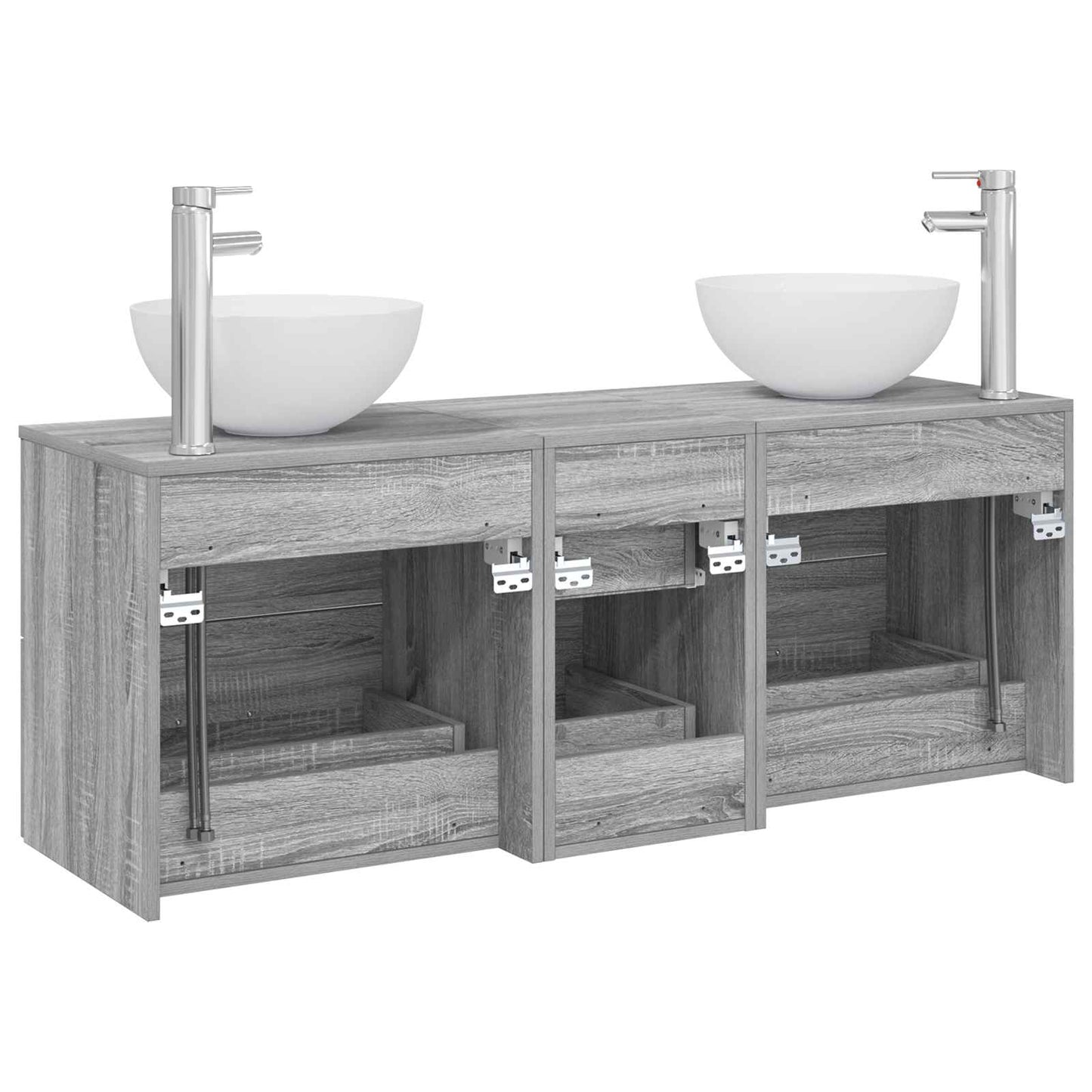 Bathroom Cabinet Set 3 pcs Grey Sonoma 49.5 x 41 x 64.5 cm