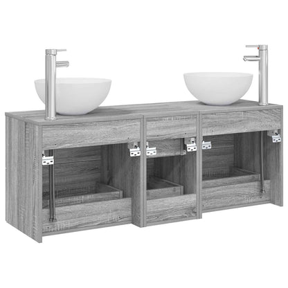 Bathroom Cabinet Set 3 pcs Grey Sonoma 49.5 x 41 x 64.5 cm