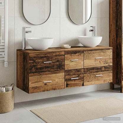 Bathroom Cabinet Set 3 pcs Old Wood 49.5 x 41 x 64.5 cm