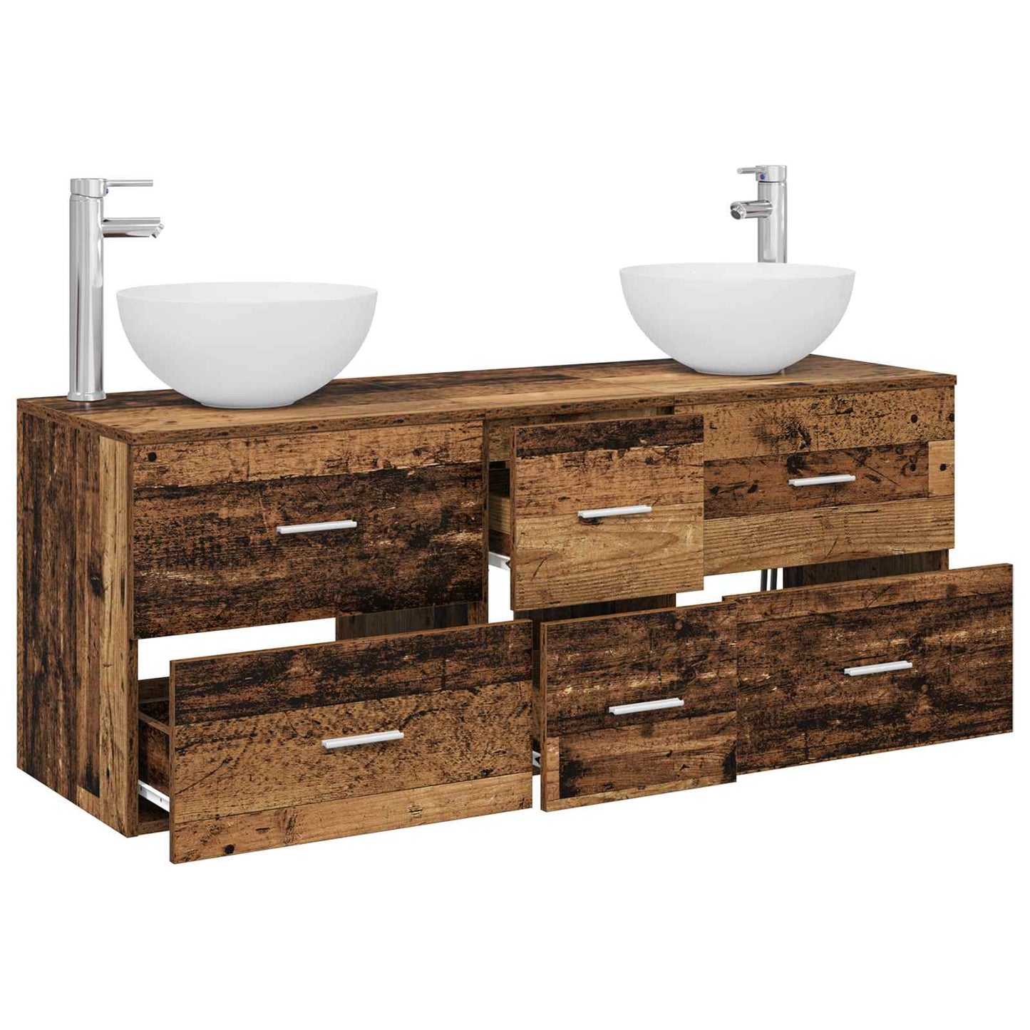 Bathroom Cabinet Set 3 pcs Old Wood 49.5 x 41 x 64.5 cm
