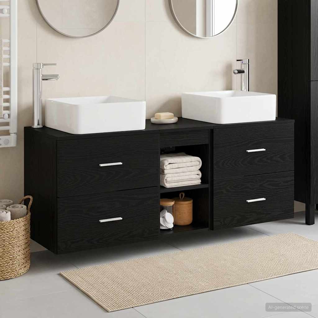 Bathroom Cabinet Set 3 pcs Black Oak 49.5 x 41 x 63 cm