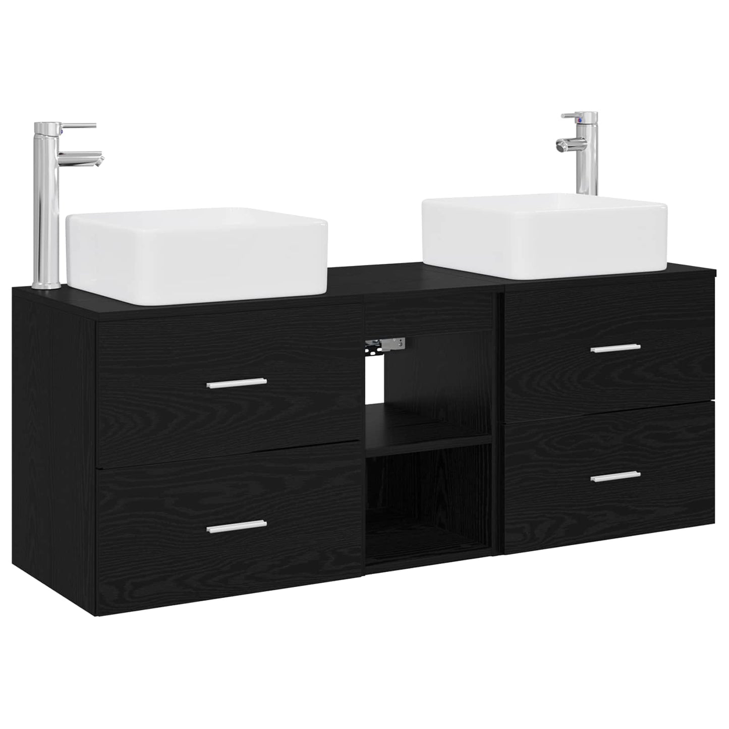 Bathroom Cabinet Set 3 pcs Black Oak 49.5 x 41 x 63 cm
