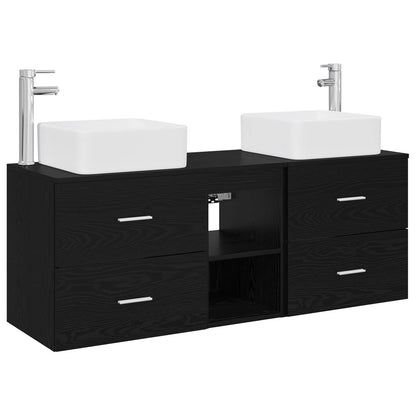 Bathroom Cabinet Set 3 pcs Black Oak 49.5 x 41 x 63 cm