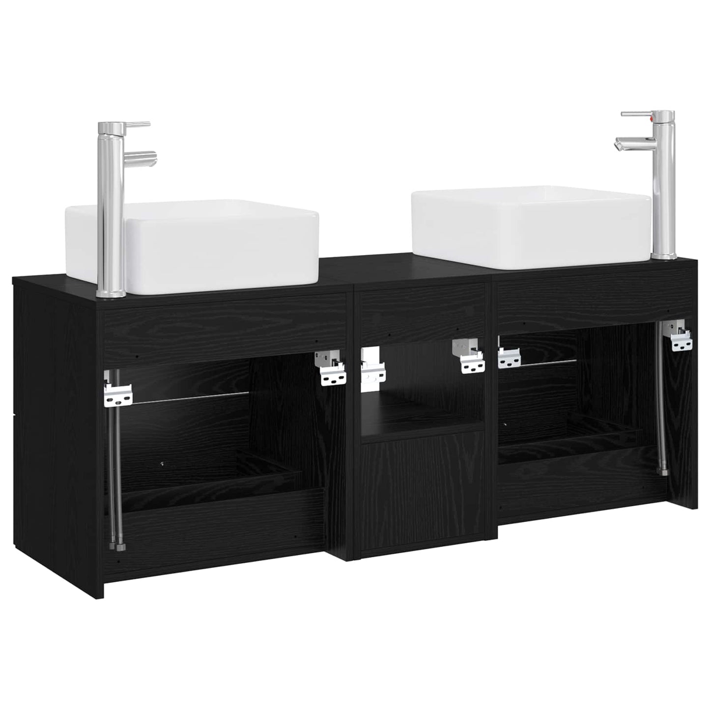 Bathroom Cabinet Set 3 pcs Black Oak 49.5 x 41 x 63 cm