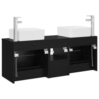 Bathroom Cabinet Set 3 pcs Black Oak 49.5 x 41 x 63 cm