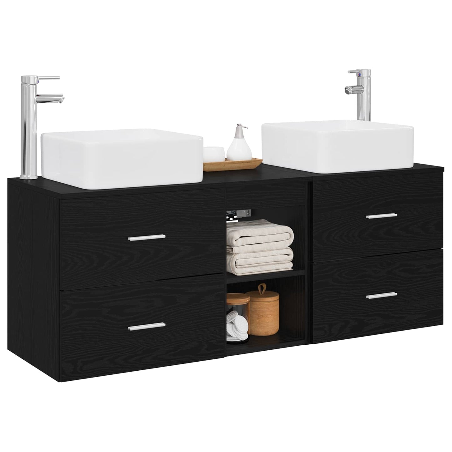 Bathroom Cabinet Set 3 pcs Black Oak 49.5 x 41 x 63 cm