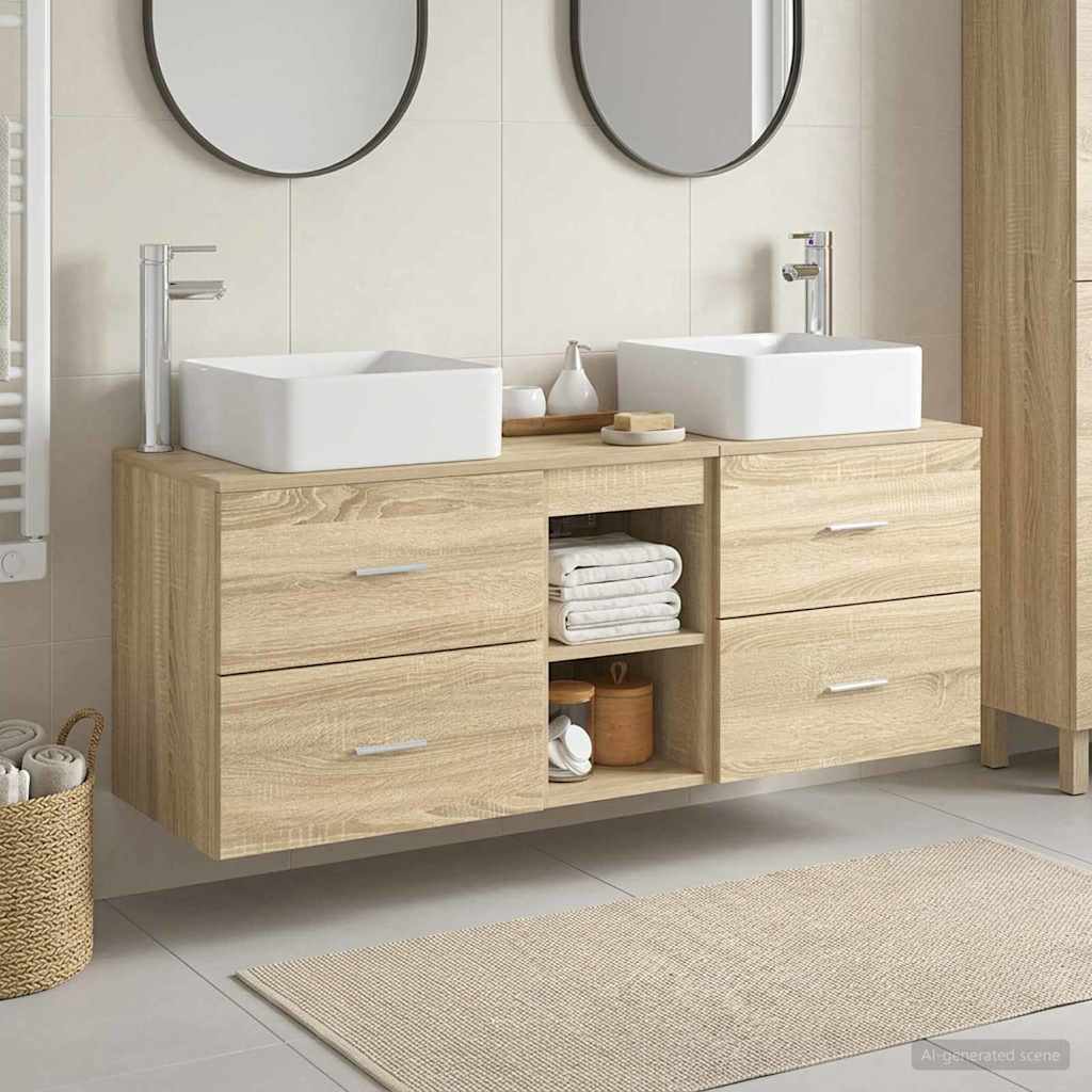 Bathroom Cabinet Set 3 pcs Sonoma Oak 49.5 x 41 x 63 cm