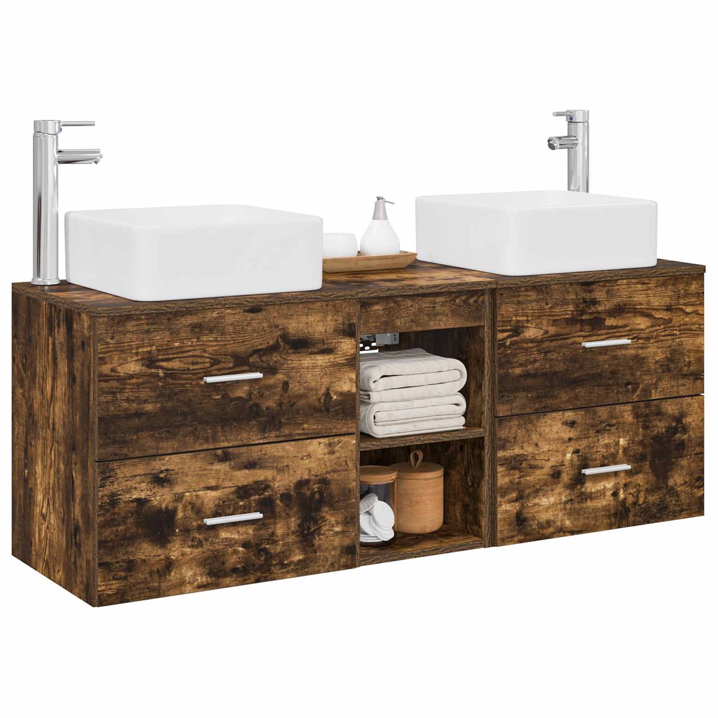 Bathroom Cabinet Set 3 pcs Smoked Oak 49.5 x 41 x 63 cm