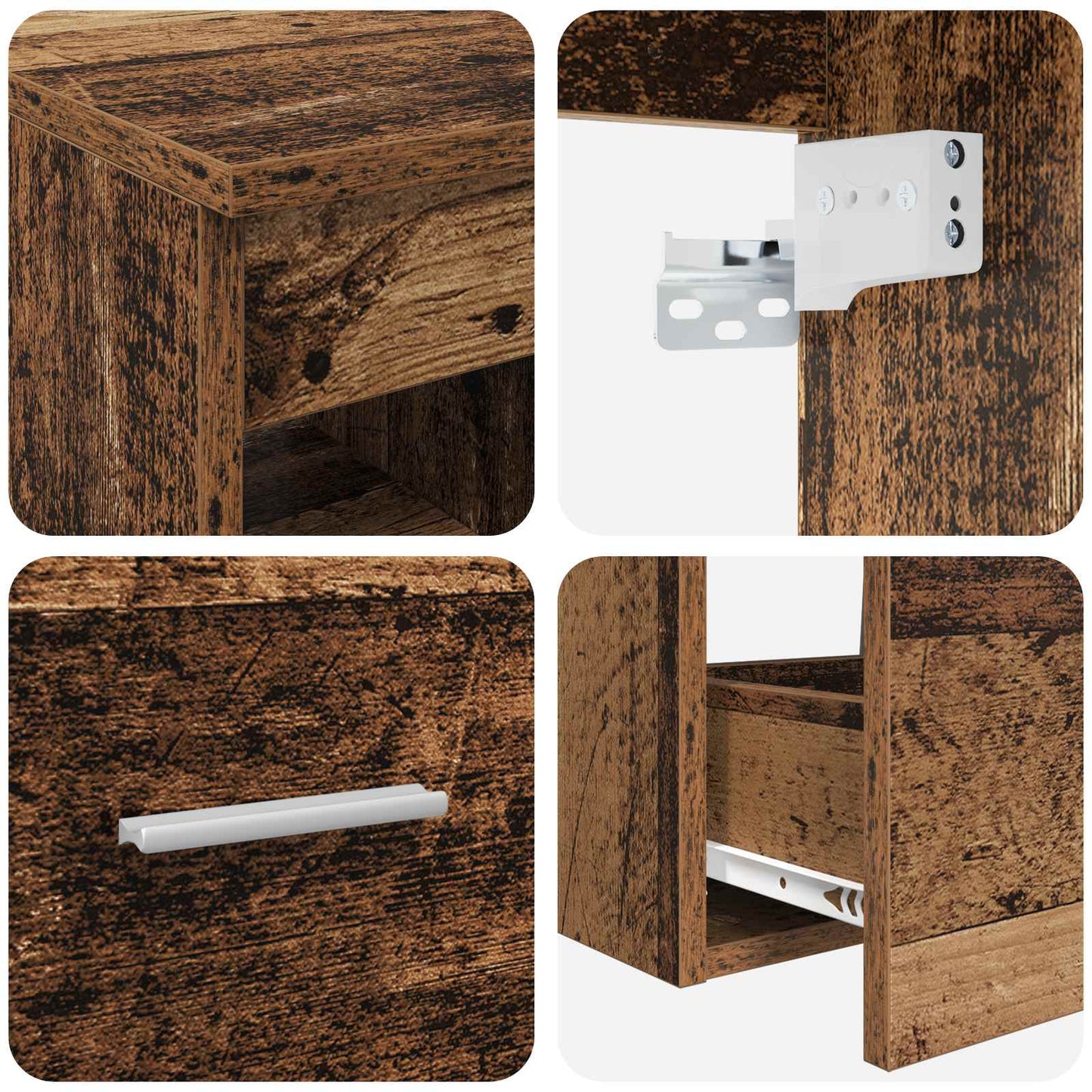 Bathroom Cabinet Set 3 pcs Old Wood 49.5 x 41 x 63 cm