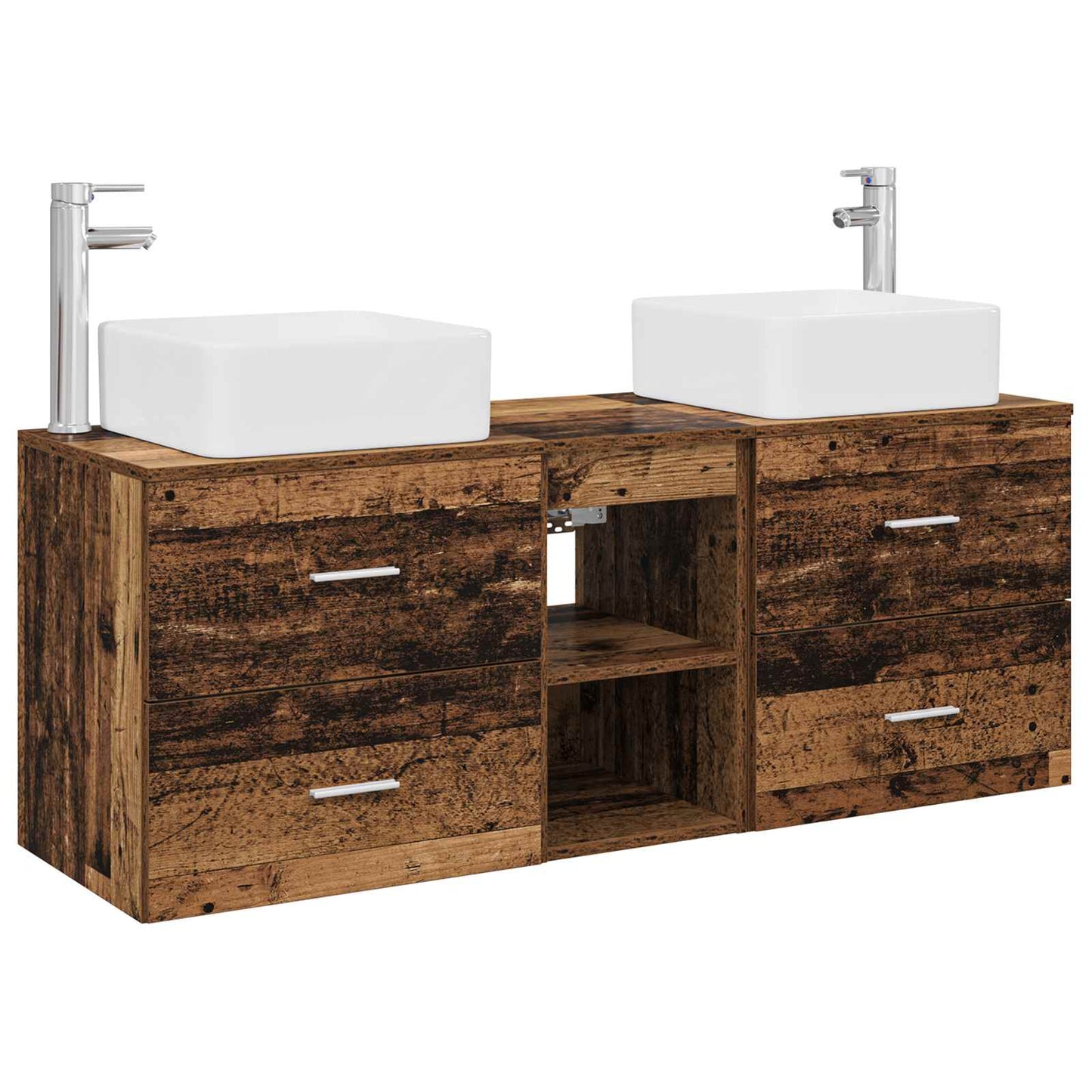 Bathroom Cabinet Set 3 pcs Old Wood 49.5 x 41 x 63 cm