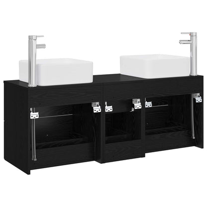 Bathroom Cabinet Set 3 pcs Black 49.5 x 41 x 63 cm