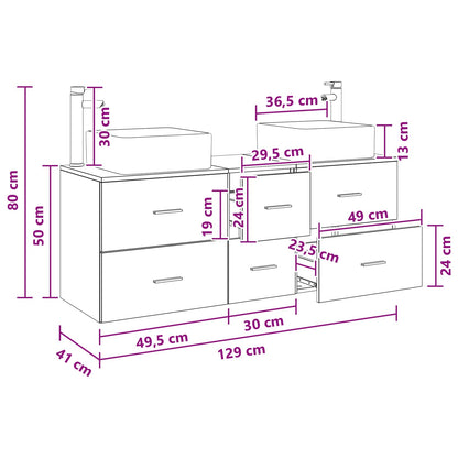 Bathroom Cabinet Set 3 pcs Concrete Grey 49.5 x 41 x 63 cm