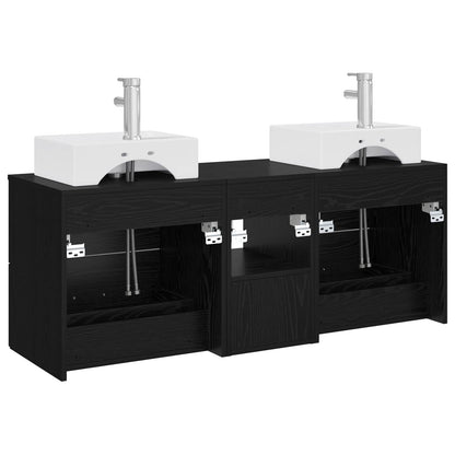Bathroom Cabinet Set 3 pcs Black 49.5 x 41 x 62.5 cm