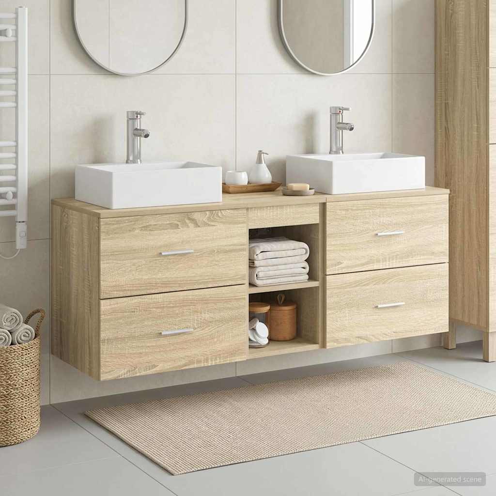 Bathroom Cabinet Set 3 pcs Sonoma Oak 49.5 x 41 x 62.5 cm