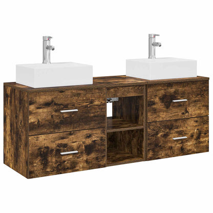 Bathroom Cabinet Set 3 pcs Smoked Oak 49.5 x 41 x 62.5 cm