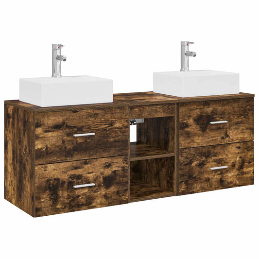 Bathroom Cabinet Set 3 pcs Smoked Oak 49.5 x 41 x 62.5 cm
