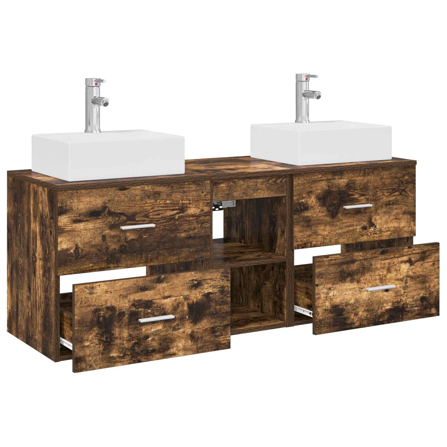 Bathroom Cabinet Set 3 pcs Smoked Oak 49.5 x 41 x 62.5 cm