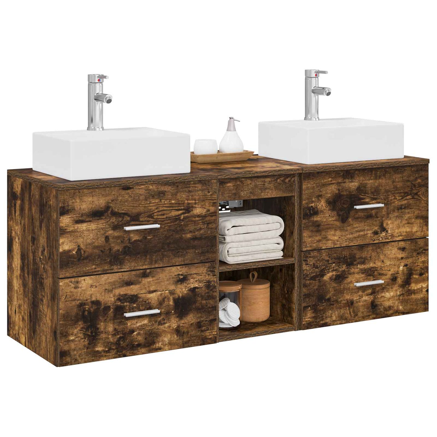 Bathroom Cabinet Set 3 pcs Smoked Oak 49.5 x 41 x 62.5 cm