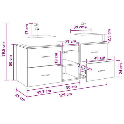 Bathroom Cabinet Set 3 pcs Smoked Oak 49.5 x 41 x 62.5 cm