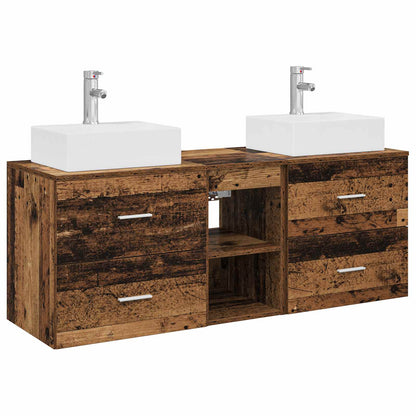Bathroom Cabinet Set 3 pcs Old Wood 49.5 x 41 x 62.5 cm