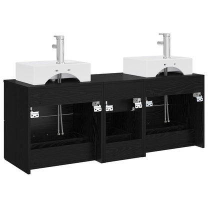 Bathroom Cabinet Set 3 pcs Black 49.5 x 41 x 62.5 cm