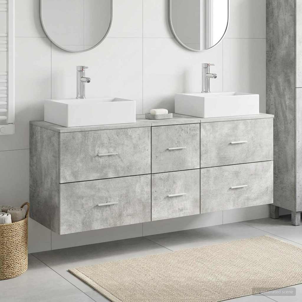 Bathroom Cabinet Set 3 pcs Concrete Grey 49.5 x 41 x 62.5 cm
