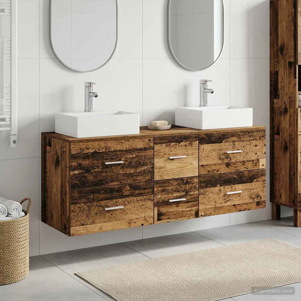 Bathroom Cabinet Set 3 pcs Old Wood 49.5 x 41 x 62.5 cm