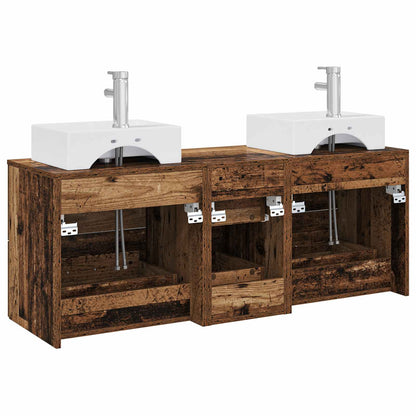 Bathroom Cabinet Set 3 pcs Old Wood 49.5 x 41 x 62.5 cm