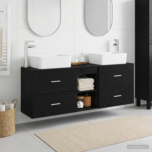 Bathroom Cabinet Set 3 pcs Black 53 x 34.5 x 63 cm