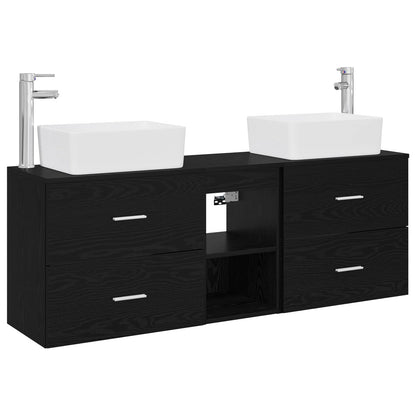 Bathroom Cabinet Set 3 pcs Black 53 x 34.5 x 63 cm
