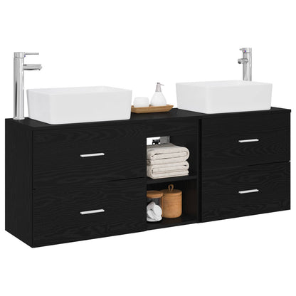 Bathroom Cabinet Set 3 pcs Black 53 x 34.5 x 63 cm