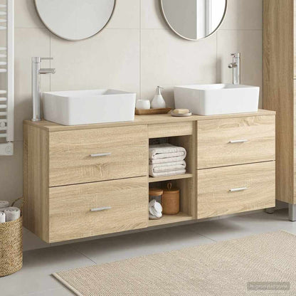 Bathroom Cabinet Set 3 pcs Sonoma Oak 53 x 34.5 x 63 cm