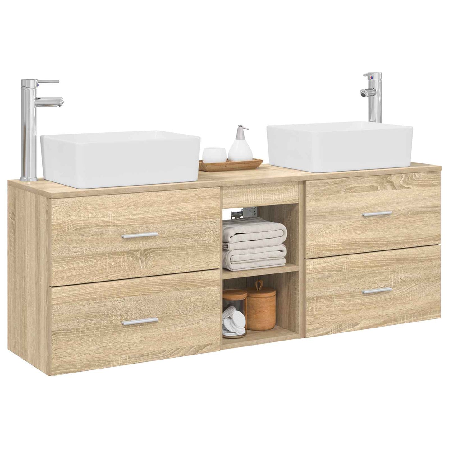 Bathroom Cabinet Set 3 pcs Sonoma Oak 53 x 34.5 x 63 cm