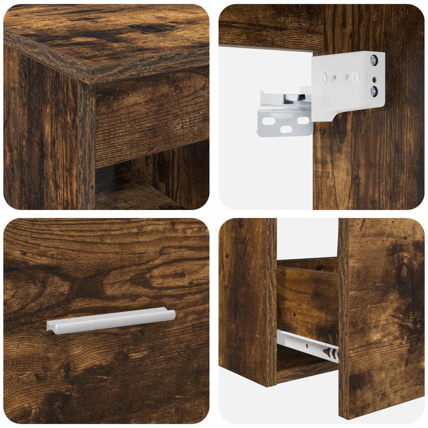 Bathroom Cabinet Set 3 pcs Smoked Oak 53 x 34.5 x 63 cm