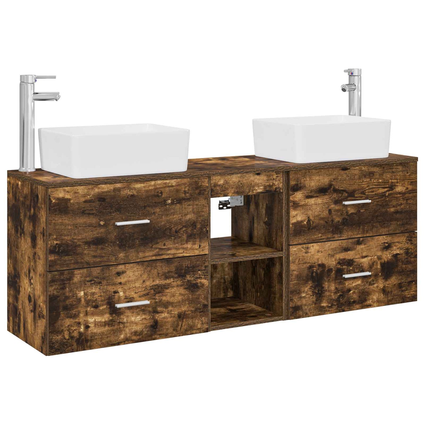 Bathroom Cabinet Set 3 pcs Smoked Oak 53 x 34.5 x 63 cm