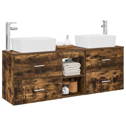 Bathroom Cabinet Set 3 pcs Smoked Oak 53 x 34.5 x 63 cm