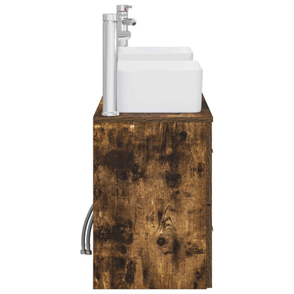 Bathroom Cabinet Set 3 pcs Smoked Oak 53 x 34.5 x 63 cm