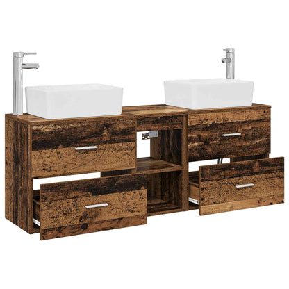 Bathroom Cabinet Set 3 pcs Old Wood 53 x 34.5 x 63 cm