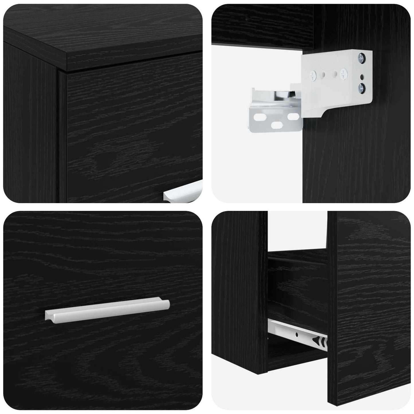 Bathroom Cabinet Set 3 pcs Black 53 x 34.5 x 63 cm
